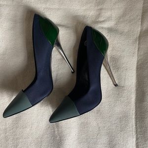 Blue and green Proenza heels